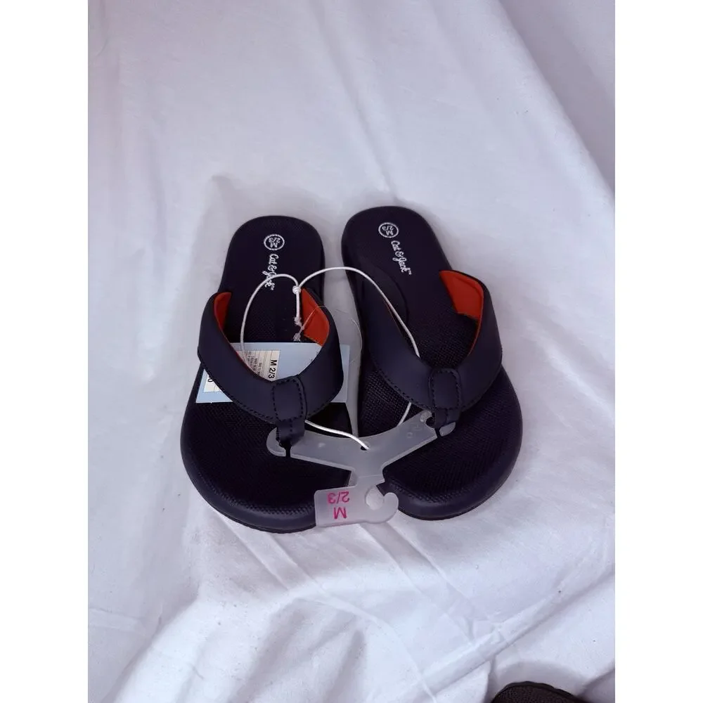 Cat & Jack Kid Boys Espen Flip Flops Blue Kids 2/3, New With Tags